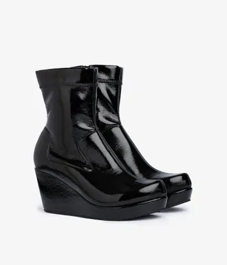 Pedro Garcia Wedge bootie in black stretch microfiber | aliana | Fall winter 2026