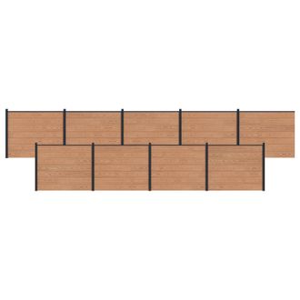 vidaXL Panel De Valla 9 Pcs Wpc Y Aluminio Marr&oacute;n Vidaxl