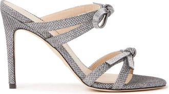 Stuart Weitzman Crystal Bow Heeled Mules - Dames - Muiltjes - Grijs - 36 1/2 EU - Leer - Schoenen