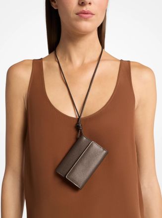 Michael Kors Leather Card Holder Necklace