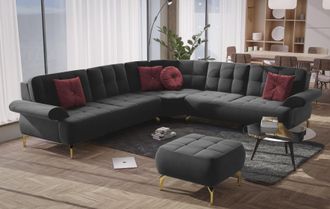 Sit&more Ecksofa »Orient 1 L-Form« inkl. 4 Zierkissen mit Strass-Stein, goldfarbene Metallfüsse