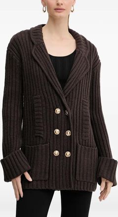 Silvian Heach Cardigan doppiopetto a coste - Marrone