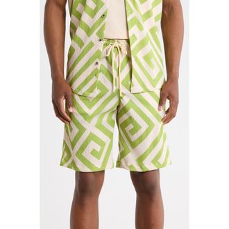 T.R. Premium Geometric Print Camp Shirt in Light Olive at Nordstrom Rack, Size Xxx-Large