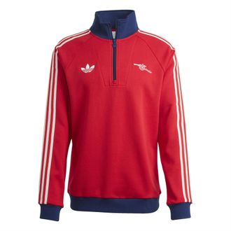 adidas Mens Arsenal Originals Half Zip Jumper in Red/White - Size X-Large