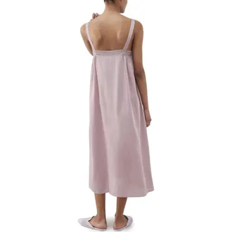 Mango Embroidered Lace Trim Nightgown in Purple at Nordstrom, Size Medium