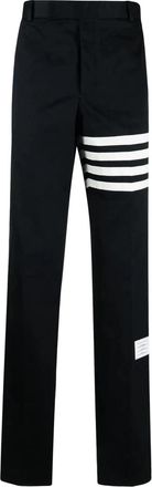 Thom Browne Cotton Twill 4-Bar Unconstructed Chino Broek - Heren - Straight fit broeken - Blauw - L - Katoen - Broeken