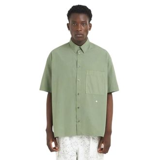 &Eacute;tudes Studio Poplin Stars Olive Overhemd - Heren - Korte mouwen Overhemden - Groen - L - Katoen - Overhemden