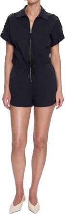 Pistola Denim Meg Short Sleeve Zip Front Romper In Black