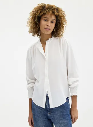 Contemporaine Womens Pure silk ruffled blouse