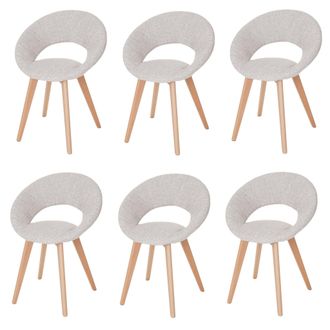 Hhg Hhg - Lote De 6 Sillas De Comedor Palermo Iii, Silla De Cocina, Dise&ntilde;o Retro A&ntilde;os 50, Textil, Crema/gris