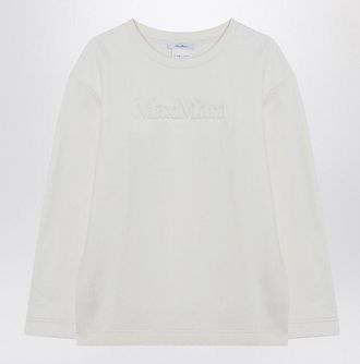 Max Mara Womens White Sweatshirt In Silk Blend - Light Grey - Size Medium