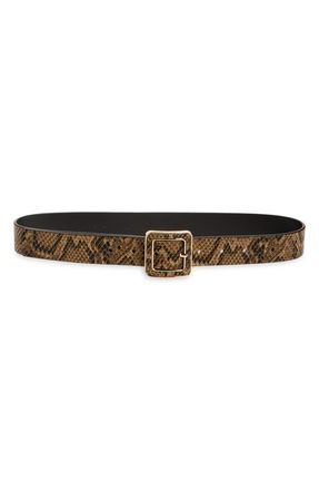 Nordstrom Mila Snake Embossed Leather Belt in Natural Snake at Nordstrom, Size X-Small