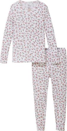 Petite Plume Kids Pima Cotton Pointelle Fitted Two-Piece Pajamas in Pink at Nordstrom, Size 12-18M