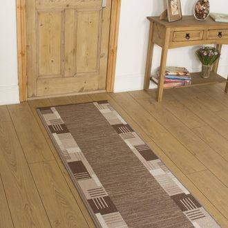 Runrug Hallway Carpet Runner Rug - Soft & Comfy, Non-Slip, 8mm - Montana in Light Brown | Size: 100 cm x 390 cm