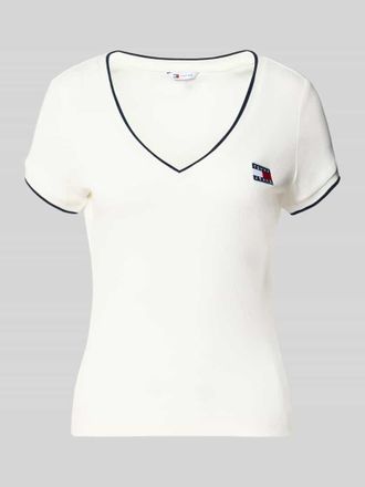 Tommy Jeans Slim Fit T-Shirt aus Baumwoll-Mix in Weiss, Gr&ouml;&szlig;e XL
