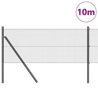 Berkfield Home Modern Welded Wire Fence with 7 Posts Grey 0.8x10 m Steel