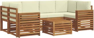 vidaXL Conjunto De Sof&aacute;s De Exterior 7 Uds. Natural Y Crema Vidaxl
