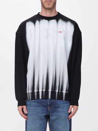 Diesel Felpa girocollo relaxed fit in cotone con stampa logo astratta