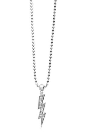 Lagos Caviar Spark Lightning Bolt Diamond Pendant Necklace in Silver at Nordstrom
