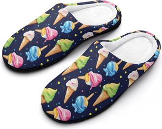 Generic Ice Cream Womens Slippers Warm House Slippers Indoor House Shoes with Anti-Skid Rubber Sole