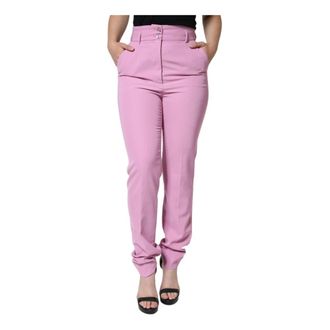Dolce & Gabbana Broeken, Dames, Roze, S, Polyester, Roze High Waist Tapered Broek