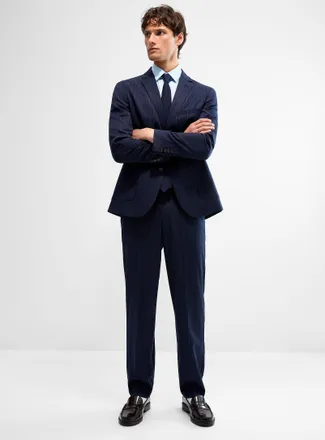 Lindbergh Mens Banker-stripe navy pant Loose fit
