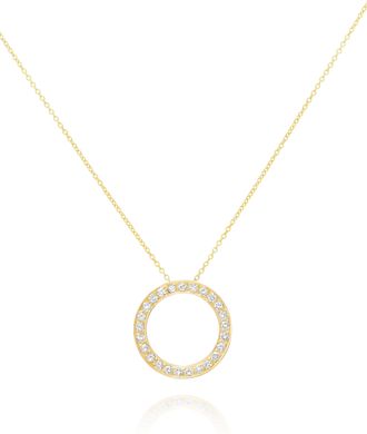 Diana M. Jewels 18 kt yellow gold diamond pendant with ring-shaped design adorned with 0.75 cts tw round diamonds