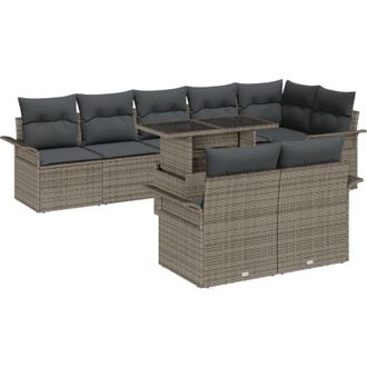vidaXL Conjunto De Sof&aacute; De Jard&iacute;n Con Coj&iacute;n 9 Pcs Gris Polirat&aacute;n Vidaxl