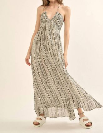 Promesa Aztec Halter Maxi Dress In Cream
