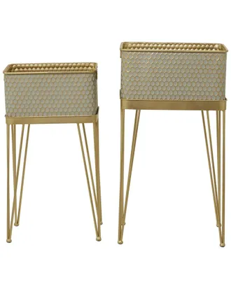 CosmoLiving by Cosmopolitan Cosmoliving By Cosmopolitan Set Of 2 Metal Planters With Stands