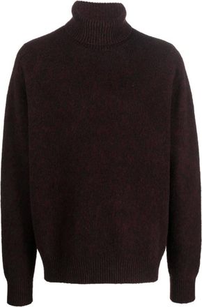 OAMC Turtlenecks, male, Brown, L, Purple Wool Logo Knit Jumper