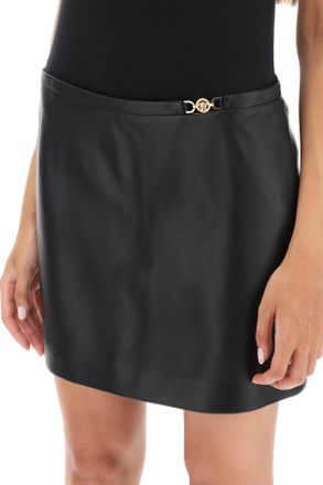 Versace Womens Leather Mini Skirt - Black Sheepskin - Size EU 38 (Womens)