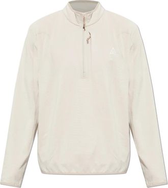 Nike Sweatshirt met opstaande kraag - Heren - Sportshirts - Beige - M - Polyester - Fitness