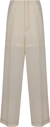 Philosophy di Lorenzo Serafini Gelaagde katoenmix broek met zakken - Dames - Straight fit broeken - Wit - XS - Katoen - Broeken