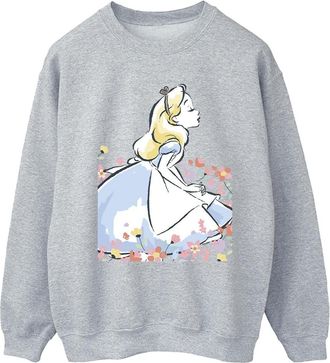 Disney Dames/Dames Alice In Wonderland Schets Bloemen Sweatshirt (Sportgrijs)