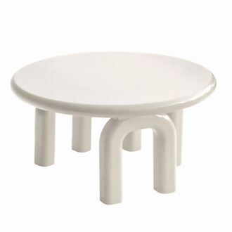Oviala Mesa de centro redonda de 80 cm en MDF lacado en blanco