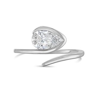 Diana M. Jewels 14KT WHITE GOLD 3.00 CTS LAB GROWN PEAR SHAPE DIAMOND FASHION RING