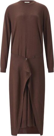 Christophe Lemaire Kleedjes, Dames, Bruin, L, Wol, Rechte gebreide jurk