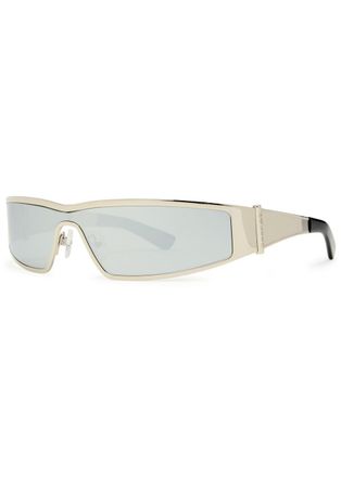 Alexander McQueen Alexander Mcqueen Y2K Mirrored Wraparound Mask Sunglasses - Silver - One Size