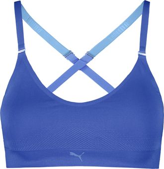 Puma Bustier PUMA PUMA WOMEN 3D KNIT SPORT TRIANGLE TOP, Damen, Gr. XXL, N-Gr, blau, Single Jersey, Obermaterial: 89% Polyamid, 11% Elasthan, BHs Bustier, 
