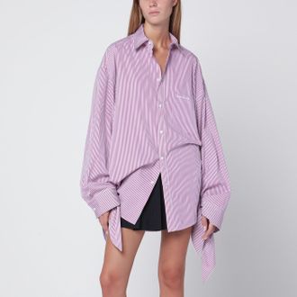 Balenciaga White/plum striped cotton shirt