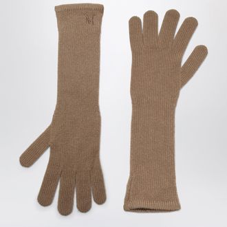 Max Mara Guanti lunghi color cammello in cachemire