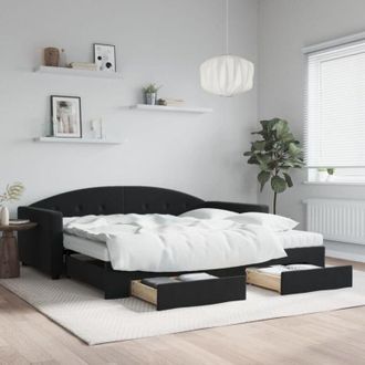 vidaXL Vidaxl - Furniture Limited - Sof&aacute; Cama Nido Con Cajones Terciopelo Negro