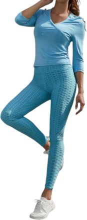 Very J Honeycomb Leggings In Light Blue