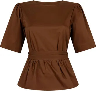 Aaiko Dames, Blouses & Shirts, Bruin, Maat: XL Leer