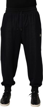 Dolce & Gabbana Mens Cotton-Blend Drawstring Joggers Black
