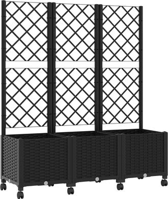 vidaXL Jardinera Con Enrejado Y Ruedas Negro 120 X 40 X 146 Cm Pp Vidaxl