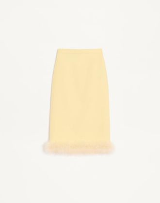 Valentino Crepe Couture Skirt with Feathers Wo