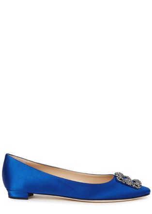 Manolo Blahnik Hangisi 10 Silk-satin Flats - Blue - 2
