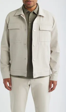Robert Barakett Croft Textured Shirt Jacket in Moonstone at Nordstrom, Size Xx-Large